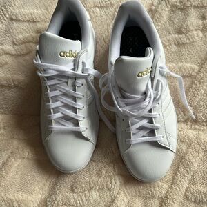 Adidas Women's White and Gold Sneakers